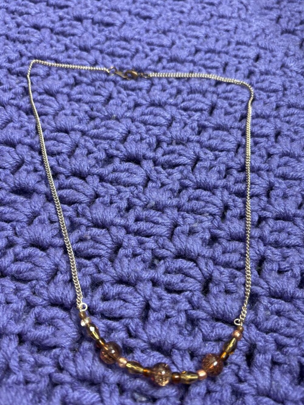 Glass Beaded Goldtone Chain Necklace 20 inches Long
